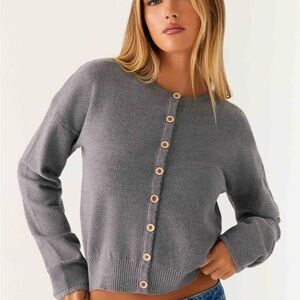 Peppermayo etty Gray Button-Up Cardigan knit dark grey